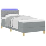 vidaXL Lit à ressort LED avec matelas Gris clair 90 x 200 cm tissu