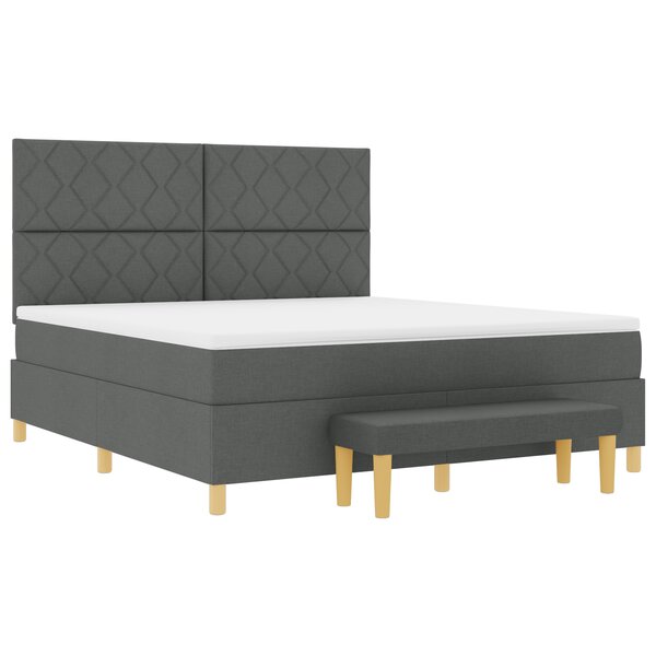 vidaXL Lit à ressorts avec matelas et banc gris foncé 180x200 cm en tissu