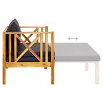 vidaXL Banc de jardin 2 places et coussins 122 cm Bois d'acacia massif