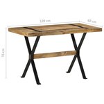 vidaXL Table à manger 120x60x76 cm bois de manguier brut