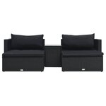 Salon de jardin meuble d'extérieur ensemble de mobilier 5 pièces avec coussins résine tressée noir 02_0016474