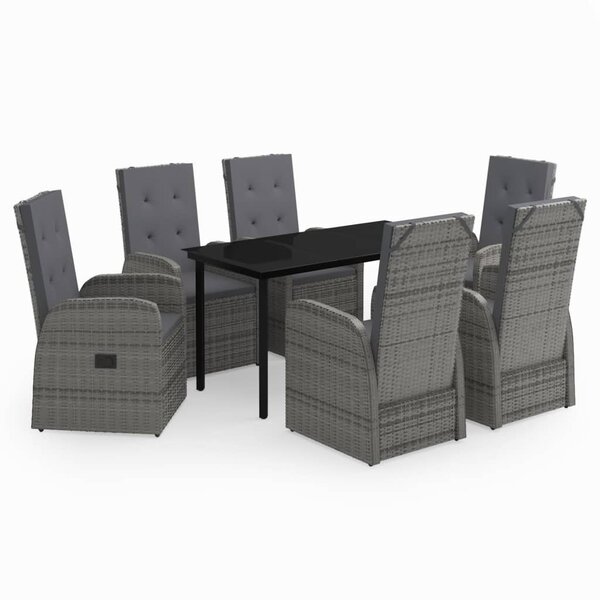 vidaXL Ensemble à manger de jardin avec coussins 7 Pièces Gris