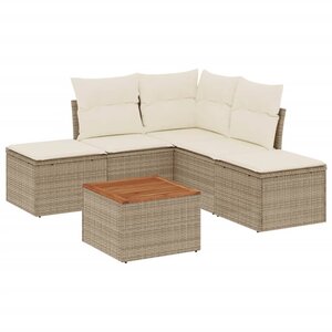 vidaXL Salon de jardin avec coussins 6 Pièces beige résine tressée