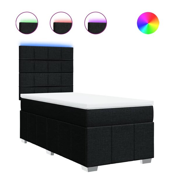 vidaXL Sommier à lattes de lit avec matelas Noir 90x190 cm Tissu