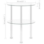 vidaXL Table d'appoint 2 niveaux Transparent 38 cm Verre trempé