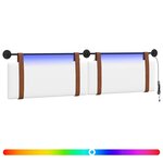 vidaXL Tête de lit suspendue Avec lumière LED Blanc PU antique