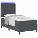 vidaXL Lit à ressort LED Gris foncé et blanc 90 x 190 cm