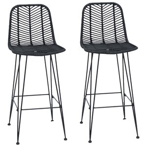 vidaXL Chaise de bar 2 Pièces Noir 44 5 x 53 x 111 cm Rotin et métal