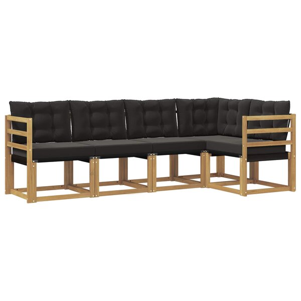 vidaXL Ensemble de canapés d'extérieur 5 Pièces Blanc et noir