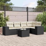 vidaXL Salon de jardin 6 Pièces avec coussins noir résine tressée