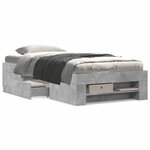 vidaXL Cadre de lit sans matelas gris béton 100x200 cm bois ingénierie
