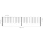 vidaXL Clôture de jardin avec dessus en lance Acier 6 8 x 1 2 m Noir