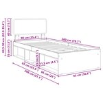 vidaXL Cadre de lit Gris Sonoma 90 x 200 cm Pin massif