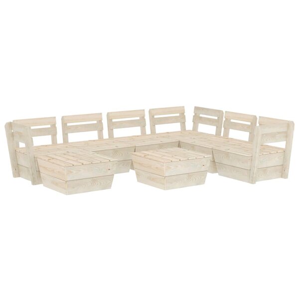 vidaXL Salon de jardin palette 8 Pièces Bois d'épicéa imprégné