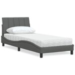 vidaXL Lit avec matelas gris foncé 90x200 cm tissu