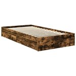 vidaXL Lit de Rangement Chêne fumé 100 x 200 cm Bois d'ingénierie