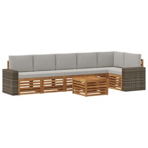 vidaXL Ensemble de canapé d'angle 7 Pièces Naturel et gris clair