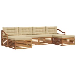 vidaXL Ensemble de canapés d'extérieur 6 pc Naturel et Beige