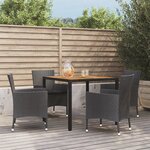 vidaXL Ensemble à manger de jardin coussins 5Pièces Noir Résine tressée