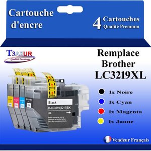 T3AZUR Lot de 4 Cartouches compatibles avec Brother LC3217 / LC3219XL pour Brother MFC-J5330DW MFC-J5330DW XL MFC-J5335DW MFC-J5335DWF