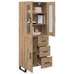 vidaXL Haut Armoire 2 Pièces Chêne artisanal Bois Aggloméré et Verre