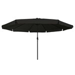 vidaXL Parasol de jardin Noir 395 x 395 x 245 cm Polyester et Acier