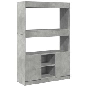 vidaXL Buffet haut gris béton 92x33x140 cm bois d'ingénierie