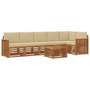 vidaXL Ensemble de canapés d'extérieur 7 pc Naturel et Beige Polyester