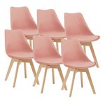Lot de 6 chaises de salle à manger fläten similicuir hêtre rose 03_0006783