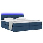 vidaXL Lit de rangement LED avec matelas Bleu 200 x 200 cm Tissu