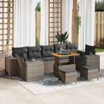 vidaXL Ensemble de canapé de jardin 10 Pièces Gris 90 x 55 x 71 cm