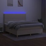 vidaXL Sommier à lattes de lit et matelas et LED Crème 180x200cm Tissu