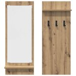 vidaXL Porte-manteau mural avec miroir chêne artisanal 70 x 10 x 90 cm