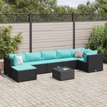 vidaXL Salon de jardin 8 Pièces avec coussins noir résine tressée