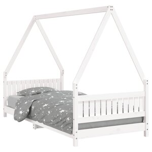 vidaXL Cadre de lit pour enfants blanc 90x200 cm bois de pin massif