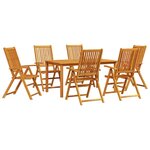 vidaXL Ensemble de salle à manger pour jardin Pliable 7 Pièces Marron