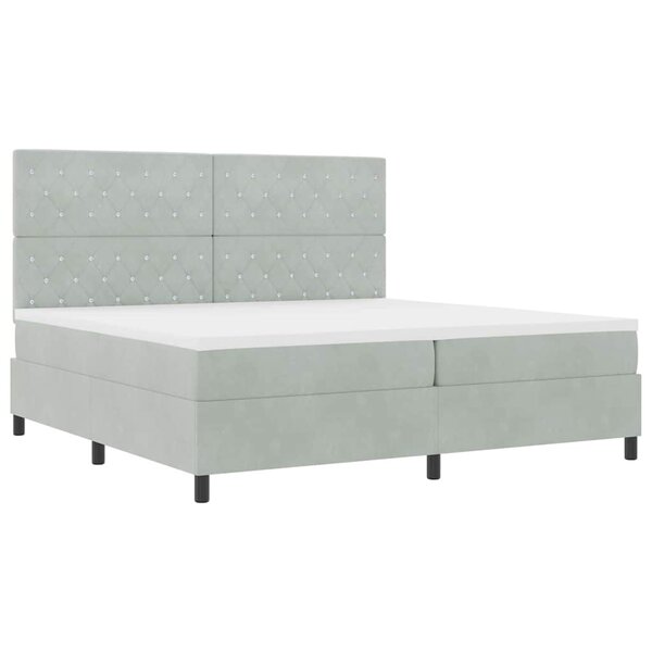 vidaXL Lit à ressorts avec matelas Gris clair 200 x 200 cm Velours