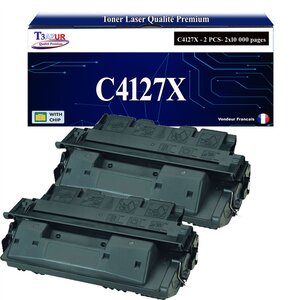 T3AZUR -2x Toners compatibles avec HP C4127X / C8061X (27X/61X) pour HP Laserjet 4000 4000N 4000SE 4000T 4000TN 4050 4050DN 4050N 4050SE