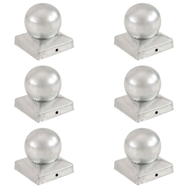 vidaXL Bouchons de poteau 6 Pièces Globe final Métal galvanisé 91x91 mm