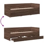 vidaXL Lit de jour et tiroirs chêne marron 75x190 cm bois d'ingénierie