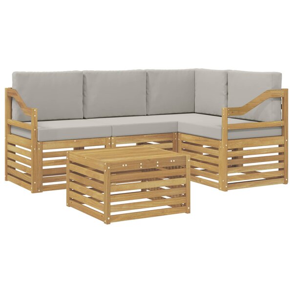 vidaXL Ensemble de canapés d'extérieur 5 Pièces Blanc et gris clair