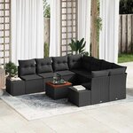 vidaXL Ensemble de canapé de jardin 9 Pièces Noir