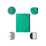 Trieur Agrafé Avec Élastiques Intérieur Noir 12 Compartiments - A4 - Vert - X 10 - Exacompta