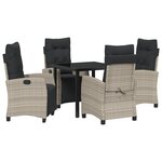 vidaXL Set de jardin 5 pièces Gris clair Poly Rattan