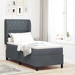 vidaXL Lit à ressorts avec matelas Gris foncé 200 x 80 cm Polyester