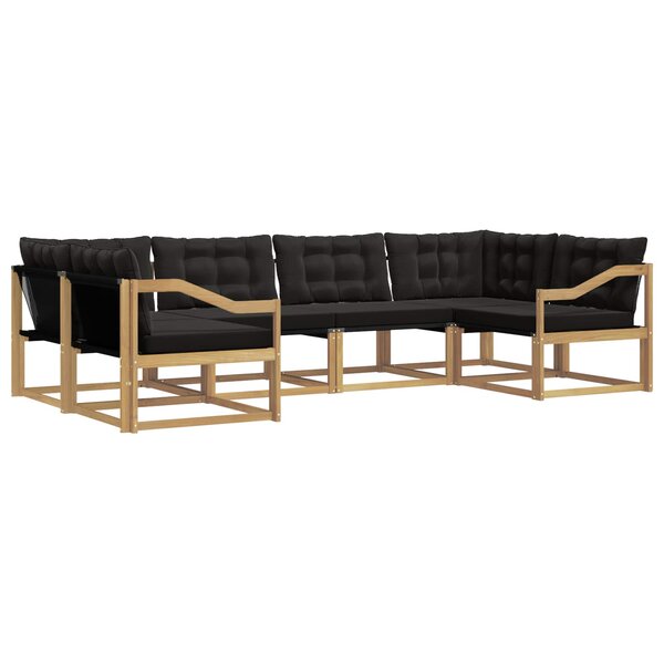 vidaXL Ensemble de canapés d'extérieur 6 pc Blanc et noir