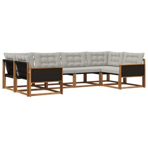 vidaXL Ensemble de canapés d'extérieur 6 pc Naturel et gris clair