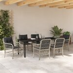 vidaXL Ensemble de salle à manger de jardin 7 pièces avec coussins gris clair poly rattan