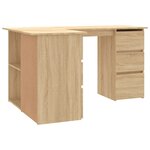 Bureau table poste de travail meuble d'ordinateur informatique étude d'angle chêne sonoma 145 x 100 x 76 cm bois d'ingénierie brun 02_0023679