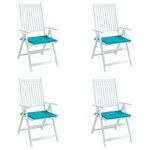 vidaXL Coussins de chaise de jardin lot de 4 turquoise 40x40x3cm tissu
